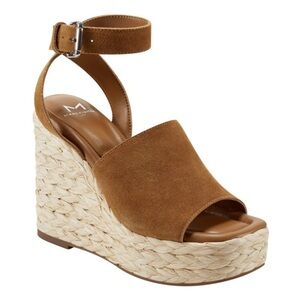Marc Fisher Brown Nelly Suede Woven Wedge Sandals Size 11